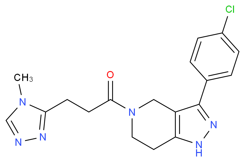3-(4-chlorophenyl)-5-[3-(4-methyl-4H-1,2,4-triazol-3-yl)propanoyl]-4,5,6,7-tetrahydro-1H-pyrazolo[4,3-c]pyridine_分子结构_CAS_)