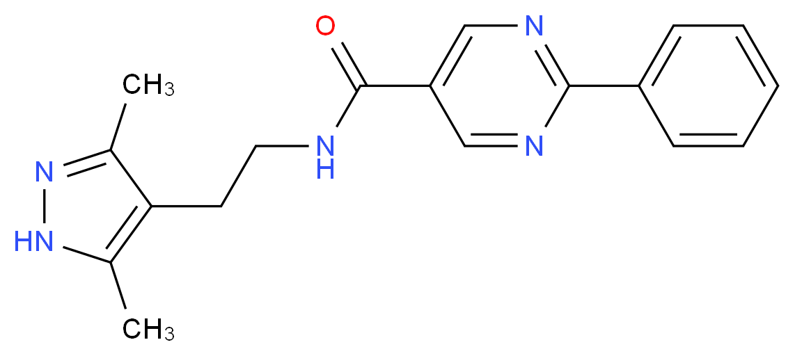 N-[2-(3,5-dimethyl-1H-pyrazol-4-yl)ethyl]-2-phenylpyrimidine-5-carboxamide_分子结构_CAS_)