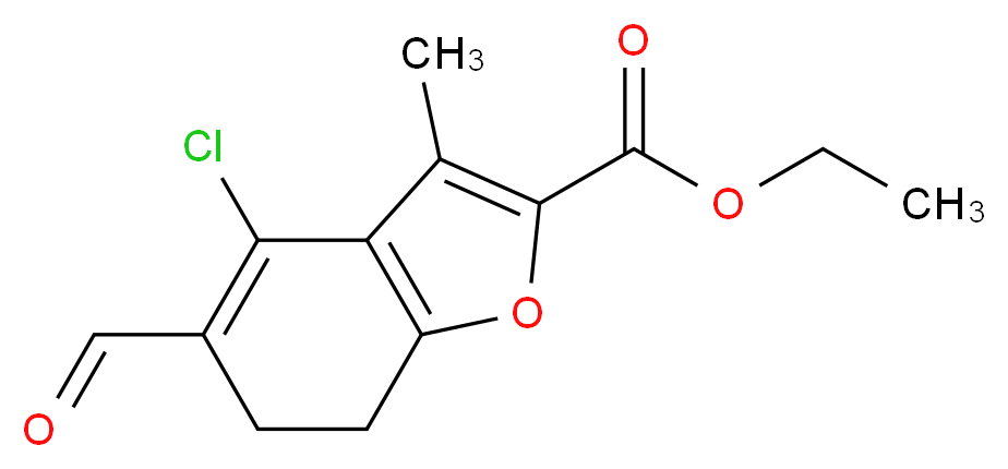 ethyl 4-chloro-5-formyl-3-methyl-6,7-dihydro-1-benzofuran-2-carboxylate_分子结构_CAS_137987-76-9