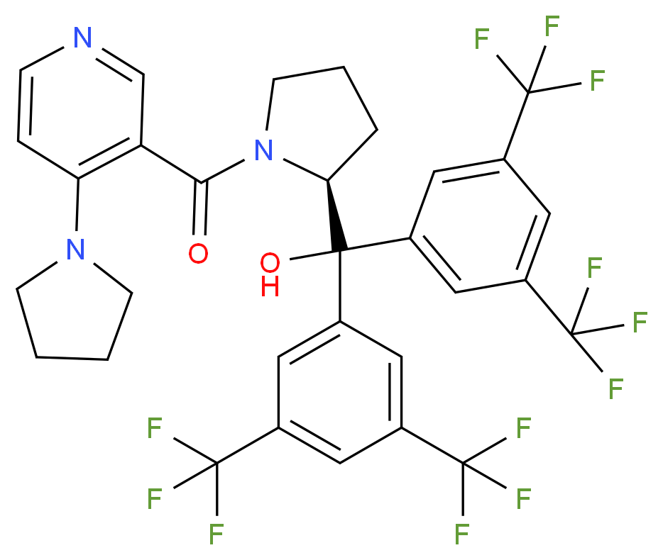 {(2S)-2-{双[3,5-双(三氟甲基)苯基]羟甲基}-1-吡咯烷基[4-(1-吡咯烷基)-3-吡啶基]甲酮_分子结构_CAS_951008-65-4)