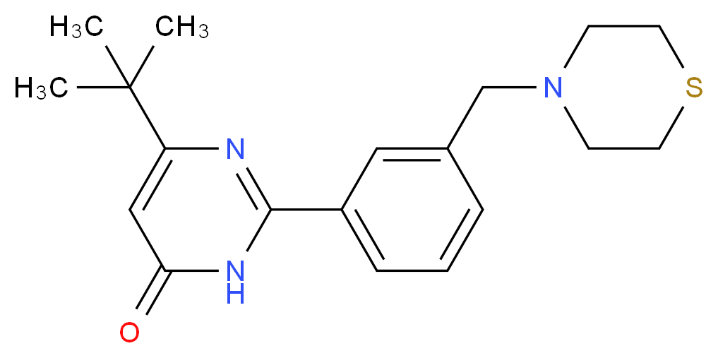 6-tert-butyl-2-[3-(4-thiomorpholinylmethyl)phenyl]-4(3H)-pyrimidinone_分子结构_CAS_)