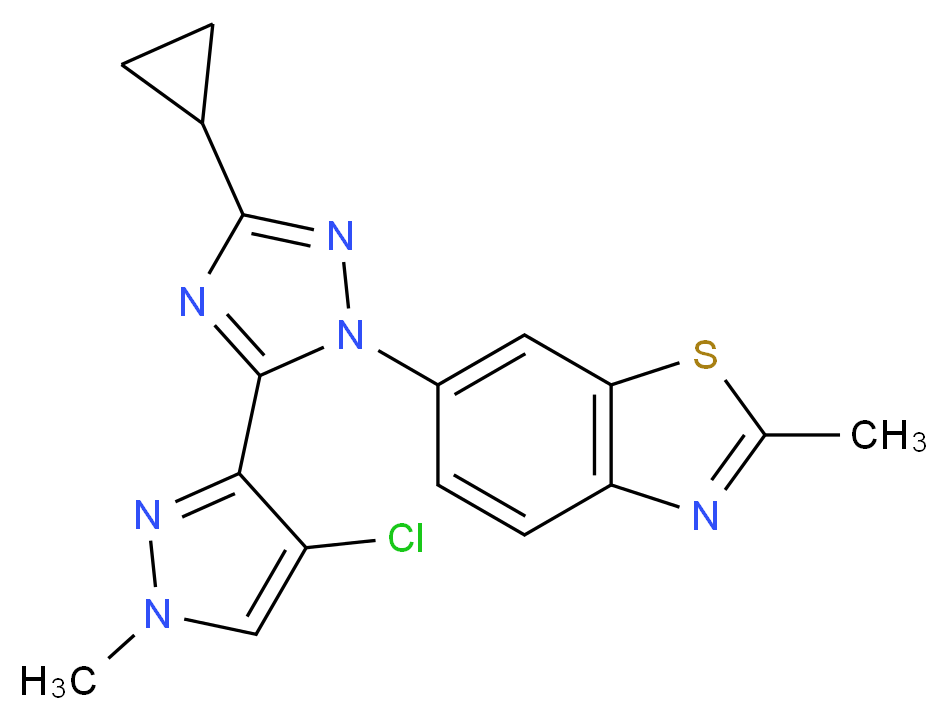 6-[5-(4-chloro-1-methyl-1H-pyrazol-3-yl)-3-cyclopropyl-1H-1,2,4-triazol-1-yl]-2-methyl-1,3-benzothiazole_分子结构_CAS_)
