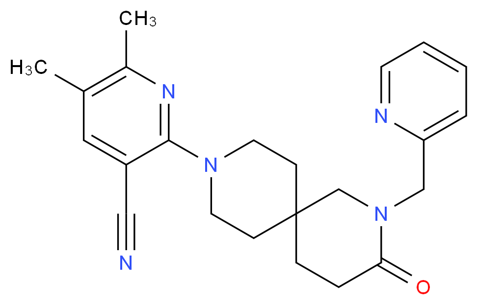 5,6-dimethyl-2-[3-oxo-2-(pyridin-2-ylmethyl)-2,9-diazaspiro[5.5]undec-9-yl]nicotinonitrile_分子结构_CAS_)