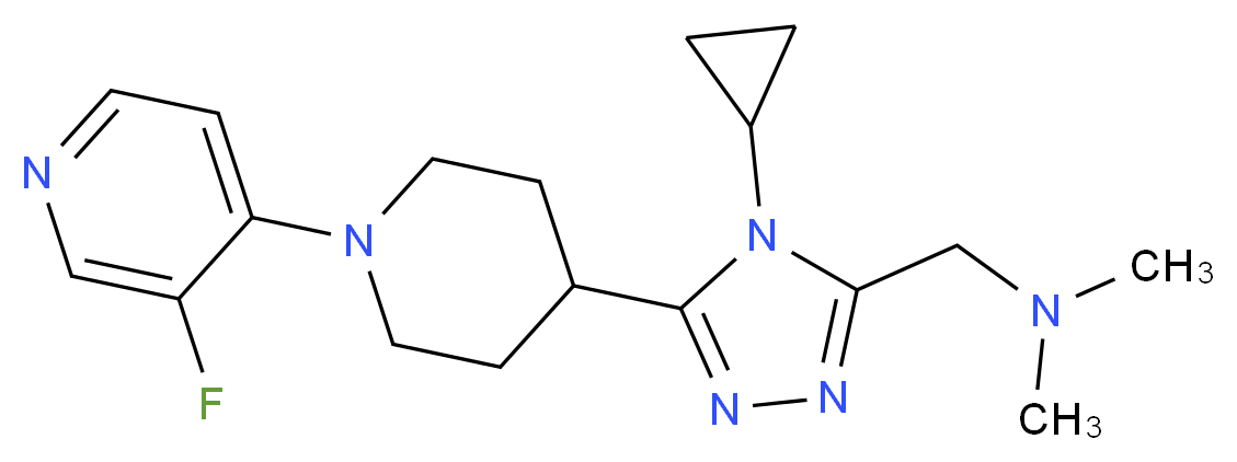({4-cyclopropyl-5-[1-(3-fluoropyridin-4-yl)piperidin-4-yl]-4H-1,2,4-triazol-3-yl}methyl)dimethylamine_分子结构_CAS_)