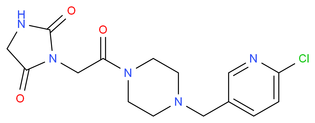 3-(2-{4-[(6-chloro-3-pyridinyl)methyl]-1-piperazinyl}-2-oxoethyl)-2,4-imidazolidinedione_分子结构_CAS_)