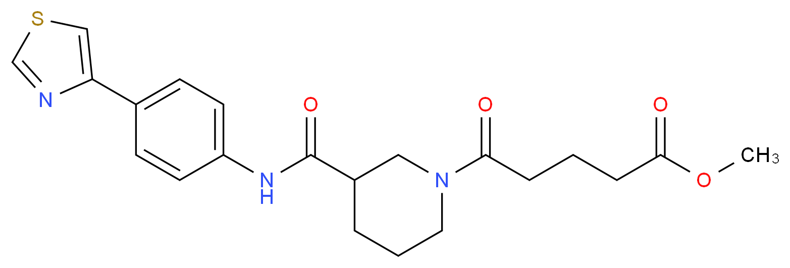 methyl 5-oxo-5-[3-({[4-(1,3-thiazol-4-yl)phenyl]amino}carbonyl)-1-piperidinyl]pentanoate_分子结构_CAS_)