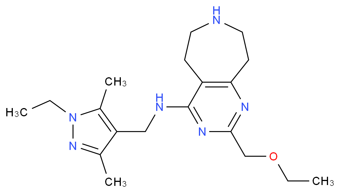 2-(ethoxymethyl)-N-[(1-ethyl-3,5-dimethyl-1H-pyrazol-4-yl)methyl]-6,7,8,9-tetrahydro-5H-pyrimido[4,5-d]azepin-4-amine_分子结构_CAS_)