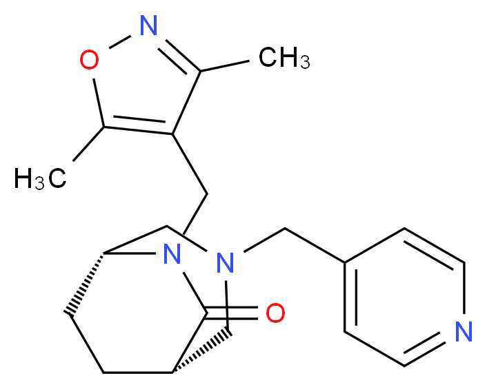 (1S*,5R*)-6-[(3,5-dimethylisoxazol-4-yl)methyl]-3-(pyridin-4-ylmethyl)-3,6-diazabicyclo[3.2.2]nonan-7-one_分子结构_CAS_)