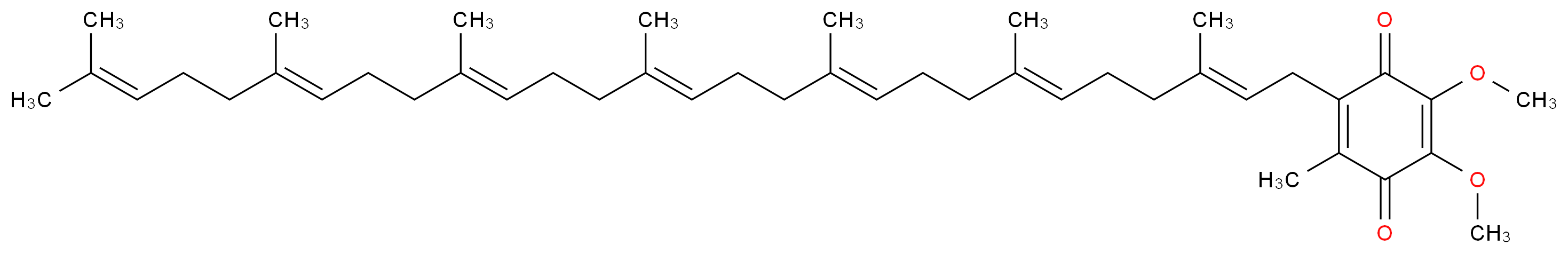 2-[(2E,6E,10E,14E,18E,22E)-3,7,11,15,19,23,27-heptamethyloctacosa-2,6,10,14,18,22,26-heptaen-1-yl]-5,6-dimethoxy-3-methylcyclohexa-2,5-diene-1,4-dione_分子结构_CAS_303-95-7