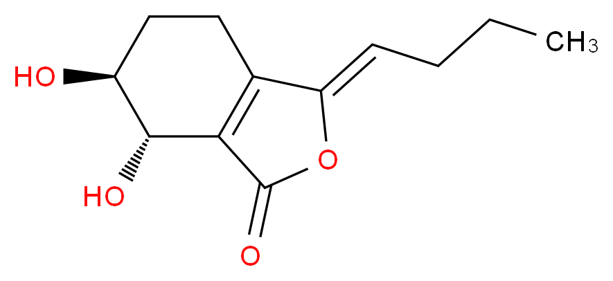 (3Z,6S,7S)-3-butylidene-6,7-dihydroxy-1,3,4,5,6,7-hexahydro-2-benzofuran-1-one_分子结构_CAS_94596-28-8