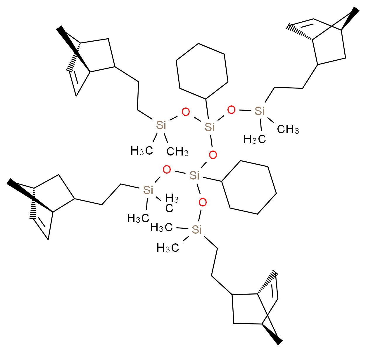 1,3-二环己基-1,1,3,3-四[(降冰片烯-2-基)乙基二甲基硅氧基]二甲硅醚_分子结构_CAS_314727-33-8)