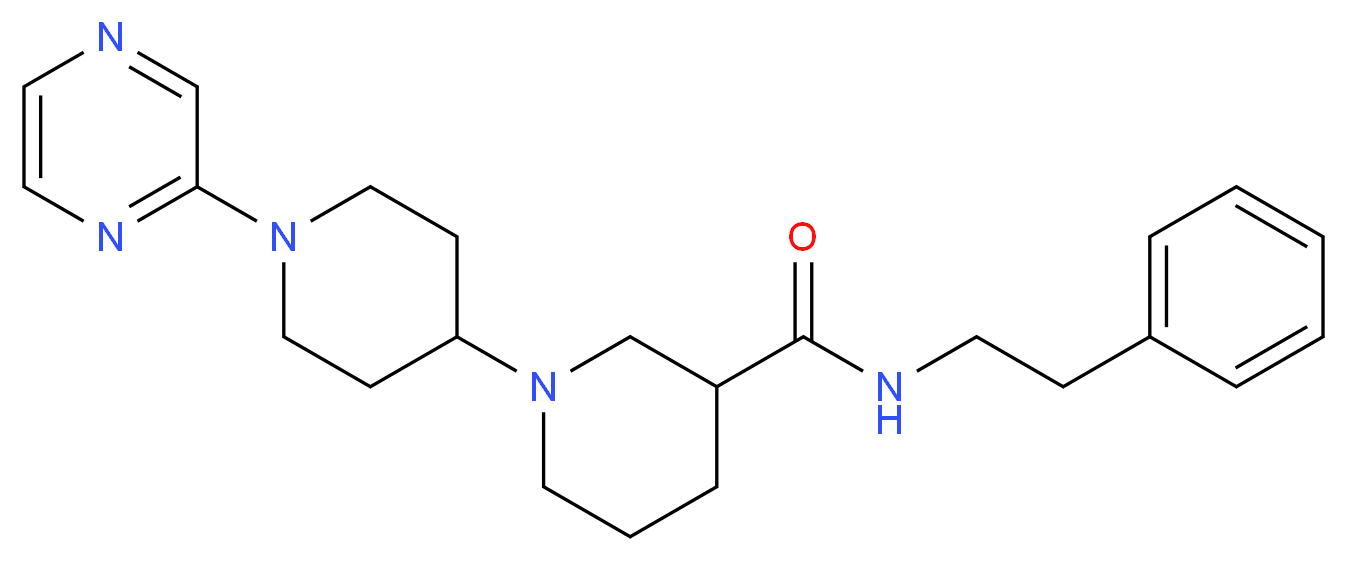 N-(2-phenylethyl)-1'-pyrazin-2-yl-1,4'-bipiperidine-3-carboxamide_分子结构_CAS_)