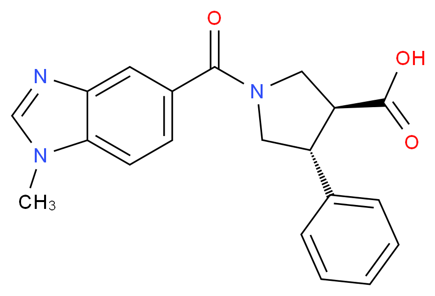(3S*,4R*)-1-[(1-methyl-1H-benzimidazol-5-yl)carbonyl]-4-phenylpyrrolidine-3-carboxylic acid_分子结构_CAS_)