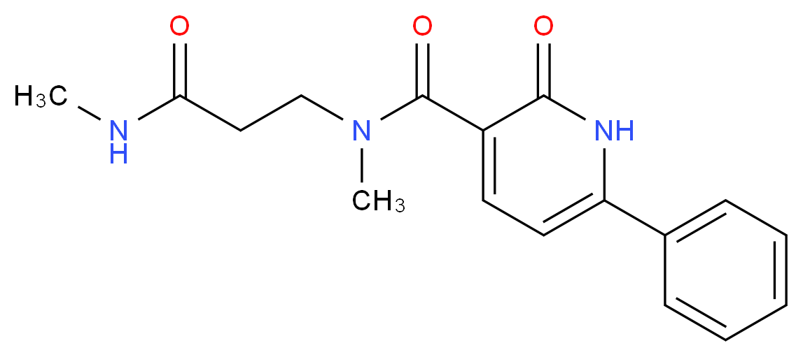 N-methyl-N-[3-(methylamino)-3-oxopropyl]-2-oxo-6-phenyl-1,2-dihydropyridine-3-carboxamide (non-preferred name)_分子结构_CAS_)