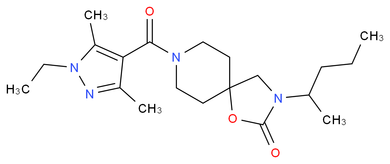 8-[(1-ethyl-3,5-dimethyl-1H-pyrazol-4-yl)carbonyl]-3-(1-methylbutyl)-1-oxa-3,8-diazaspiro[4.5]decan-2-one_分子结构_CAS_)