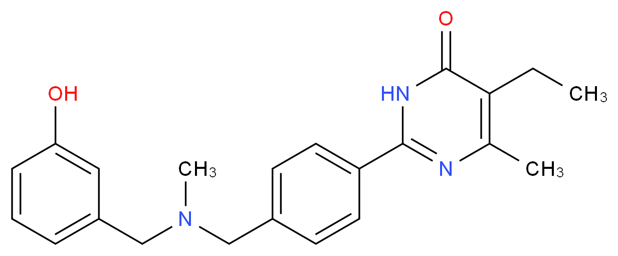 5-ethyl-2-(4-{[(3-hydroxybenzyl)(methyl)amino]methyl}phenyl)-6-methylpyrimidin-4(3H)-one_分子结构_CAS_)