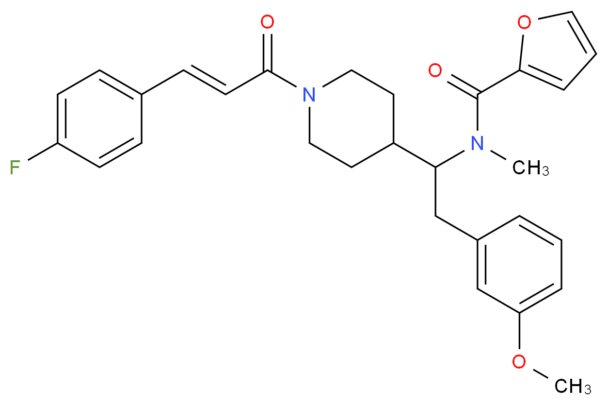 N-[1-{1-[(2E)-3-(4-fluorophenyl)-2-propenoyl]-4-piperidinyl}-2-(3-methoxyphenyl)ethyl]-N-methyl-2-furamide_分子结构_CAS_)