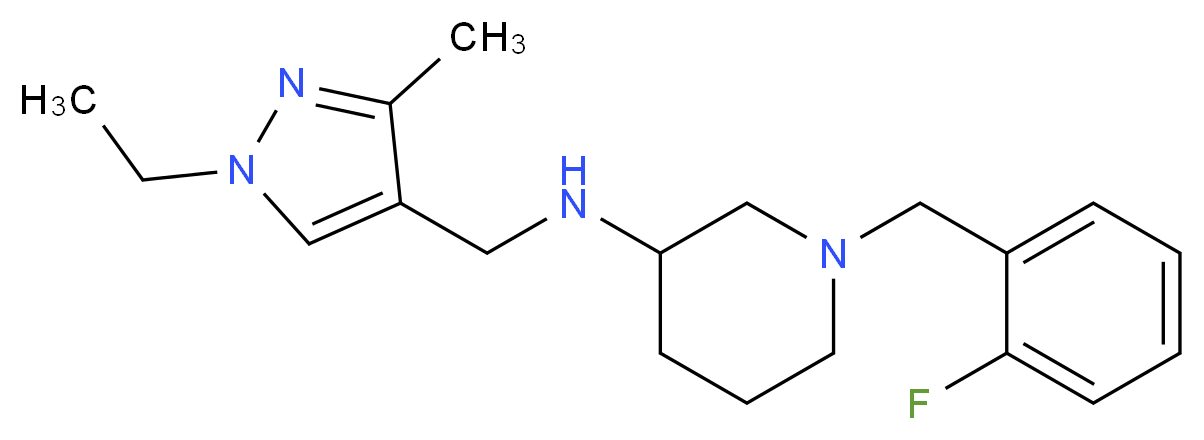 N-[(1-ethyl-3-methyl-1H-pyrazol-4-yl)methyl]-1-(2-fluorobenzyl)-3-piperidinamine_分子结构_CAS_)