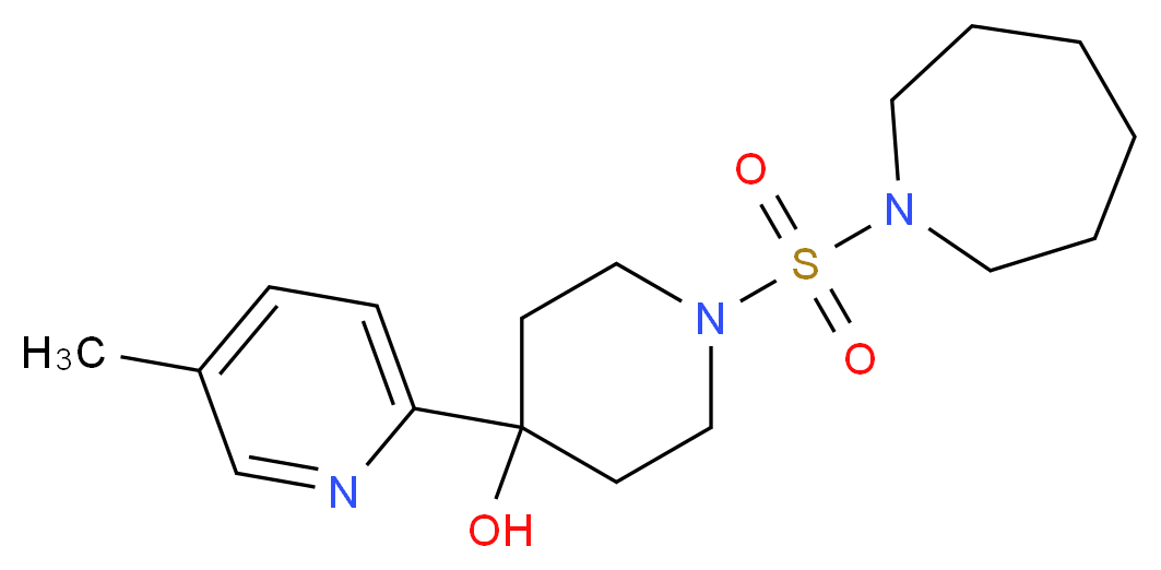 1-(azepan-1-ylsulfonyl)-4-(5-methylpyridin-2-yl)piperidin-4-ol_分子结构_CAS_)