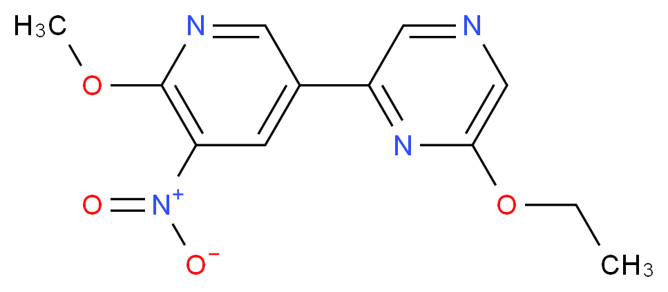 2-Ethoxy-6-(6-Methoxy-5-nitropyridin-3-yl)pyrazine_分子结构_CAS_1356110-44-5)