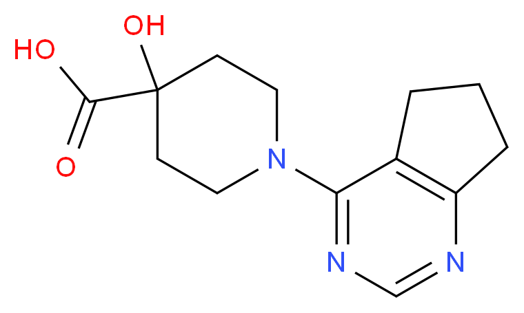 1-(6,7-dihydro-5H-cyclopenta[d]pyrimidin-4-yl)-4-hydroxypiperidine-4-carboxylic acid_分子结构_CAS_)