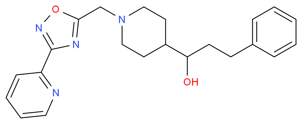 3-phenyl-1-(1-{[3-(2-pyridinyl)-1,2,4-oxadiazol-5-yl]methyl}-4-piperidinyl)-1-propanol_分子结构_CAS_)