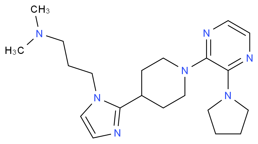 N,N-dimethyl-3-{2-[1-(3-pyrrolidin-1-ylpyrazin-2-yl)piperidin-4-yl]-1H-imidazol-1-yl}propan-1-amine_分子结构_CAS_)