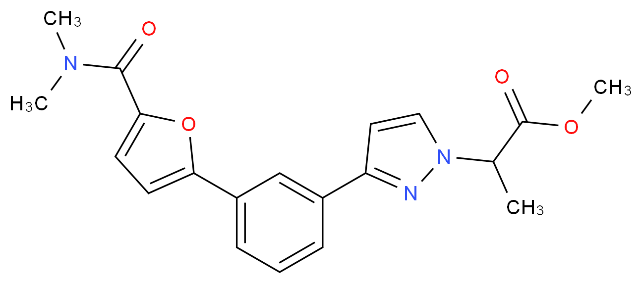 methyl 2-[3-(3-{5-[(dimethylamino)carbonyl]-2-furyl}phenyl)-1H-pyrazol-1-yl]propanoate_分子结构_CAS_)
