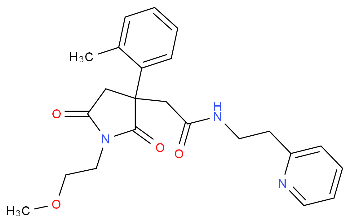 2-[1-(2-methoxyethyl)-3-(2-methylphenyl)-2,5-dioxo-3-pyrrolidinyl]-N-[2-(2-pyridinyl)ethyl]acetamide_分子结构_CAS_)