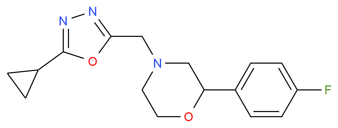 4-[(5-cyclopropyl-1,3,4-oxadiazol-2-yl)methyl]-2-(4-fluorophenyl)morpholine_分子结构_CAS_)