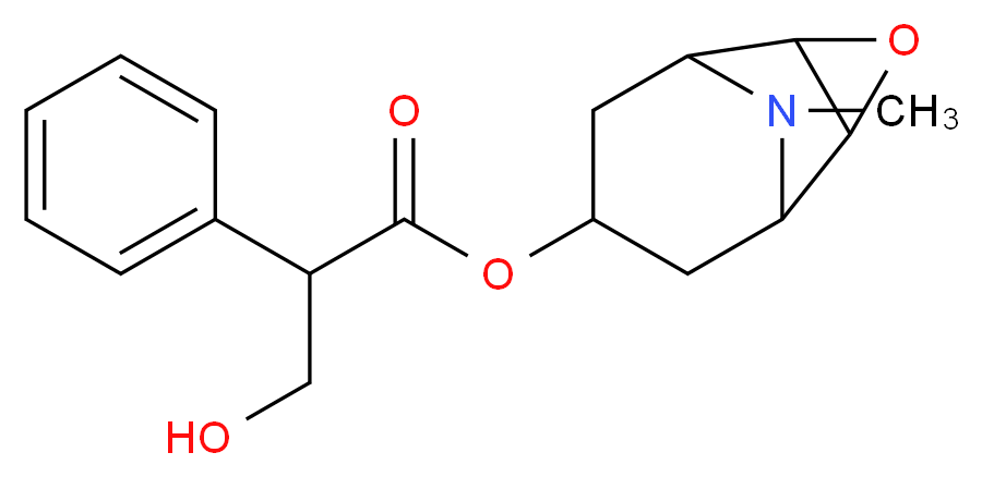 9-methyl-3-oxa-9-azatricyclo[3.3.1.0^{2,4}]nonan-7-yl 3-hydroxy-2-phenylpropanoate_分子结构_CAS_51-34-3