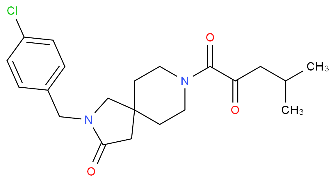 2-(4-chlorobenzyl)-8-(4-methyl-2-oxopentanoyl)-2,8-diazaspiro[4.5]decan-3-one_分子结构_CAS_)