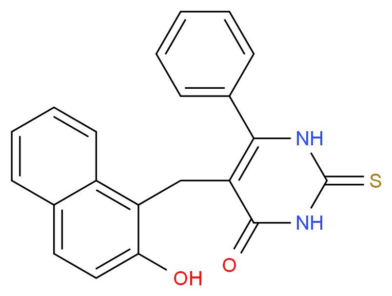 5-[(2-hydroxynaphthalen-1-yl)methyl]-6-phenyl-2-sulfanylidene-1,2,3,4-tetrahydropyrimidin-4-one_分子结构_CAS_14513-15-6