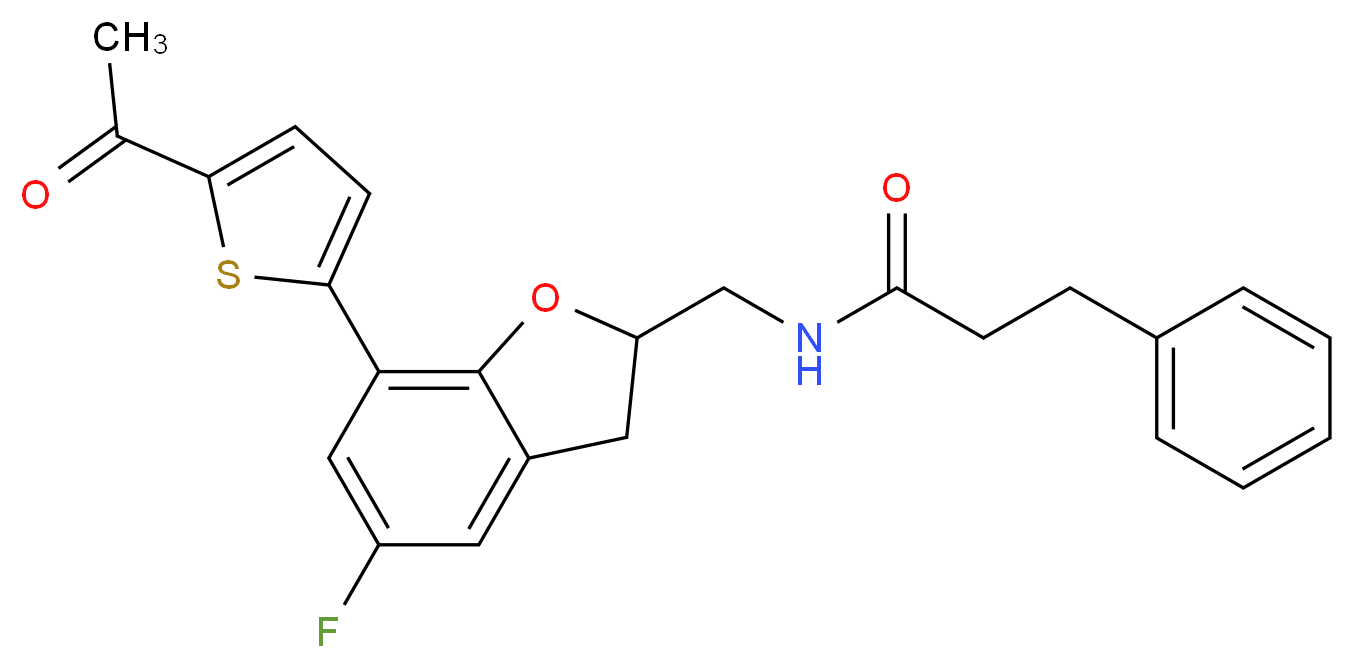N-{[7-(5-acetyl-2-thienyl)-5-fluoro-2,3-dihydro-1-benzofuran-2-yl]methyl}-3-phenylpropanamide_分子结构_CAS_)