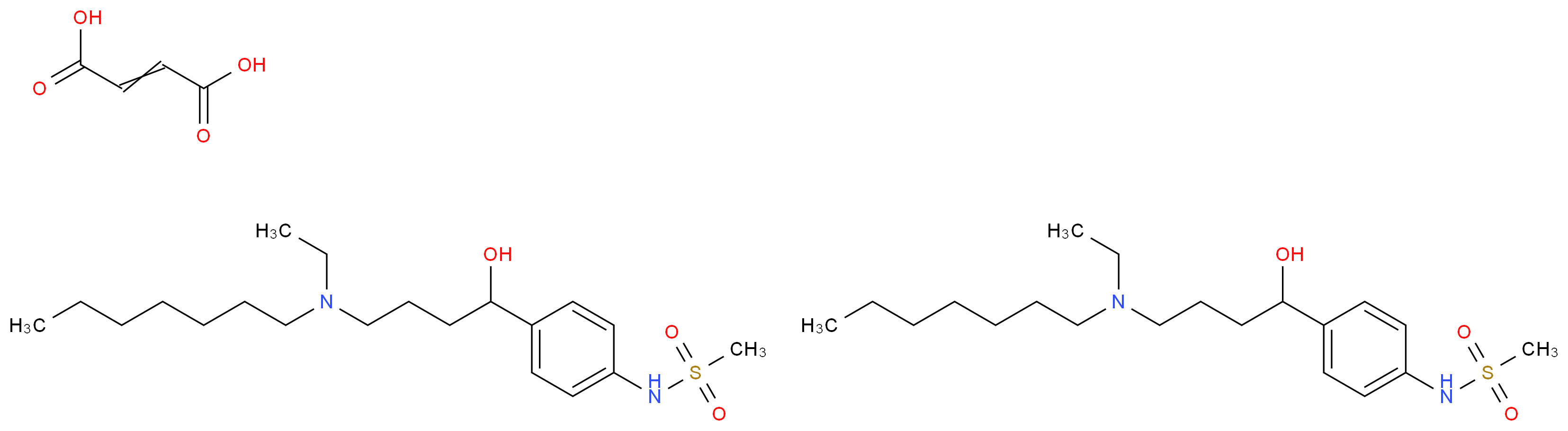 bis(N-(4-{4-[ethyl(heptyl)amino]-1-hydroxybutyl}phenyl)methanesulfonamide); but-2-enedioic acid_分子结构_CAS_)