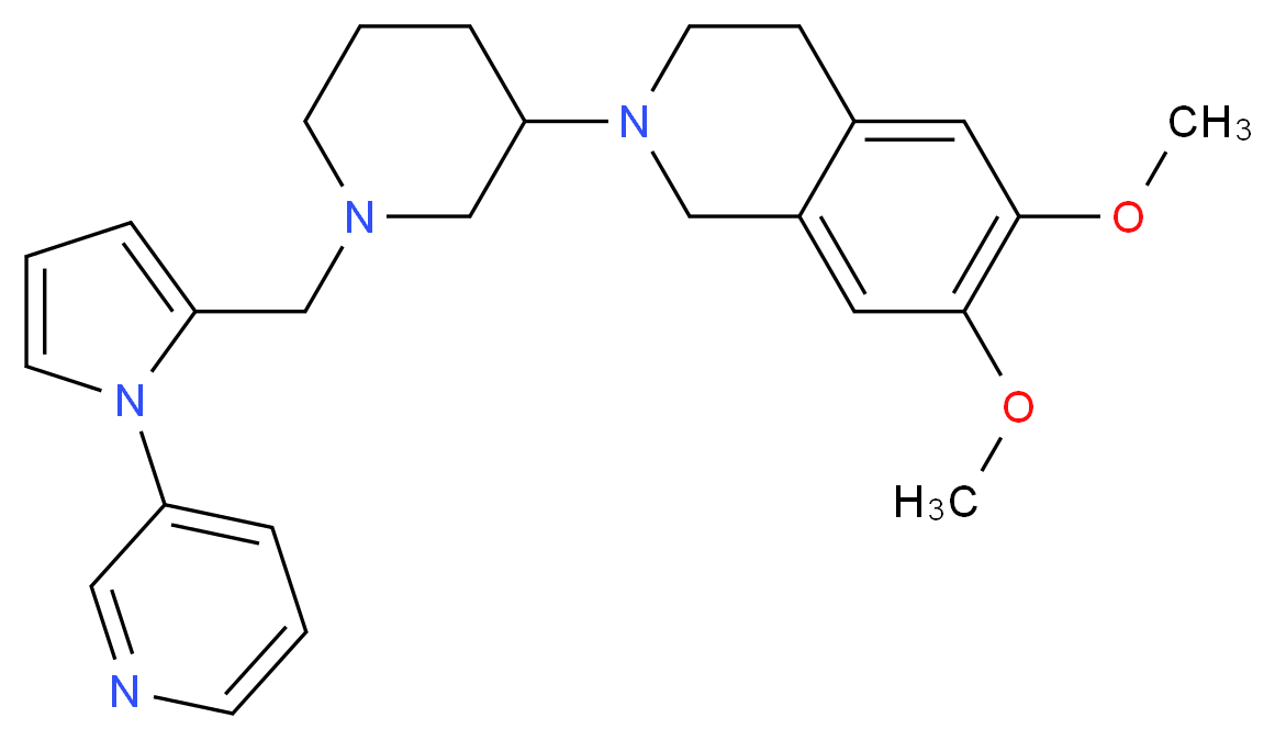 6,7-dimethoxy-2-(1-{[1-(3-pyridinyl)-1H-pyrrol-2-yl]methyl}-3-piperidinyl)-1,2,3,4-tetrahydroisoquinoline_分子结构_CAS_)