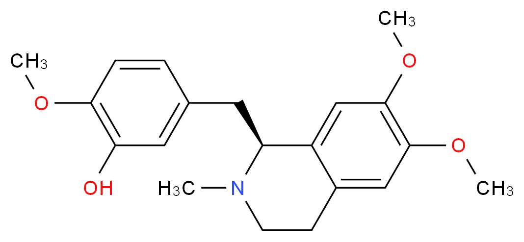 5-{[(1S)-6,7-dimethoxy-2-methyl-1,2,3,4-tetrahydroisoquinolin-1-yl]methyl}-2-methoxyphenol_分子结构_CAS_3122-95-0