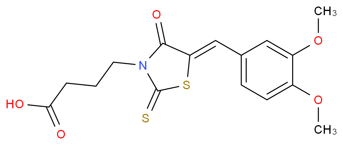 4-[(5Z)-5-[(3,4-dimethoxyphenyl)methylidene]-4-oxo-2-sulfanylidene-1,3-thiazolidin-3-yl]butanoic acid_分子结构_CAS_18623-44-4