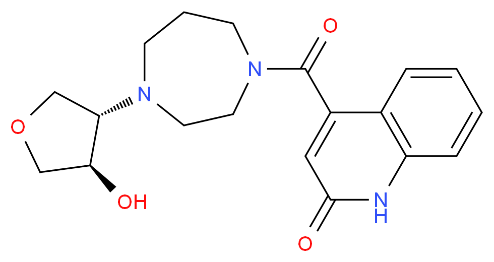 4-({4-[(3S*,4R*)-4-hydroxytetrahydro-3-furanyl]-1,4-diazepan-1-yl}carbonyl)-2(1H)-quinolinone_分子结构_CAS_)