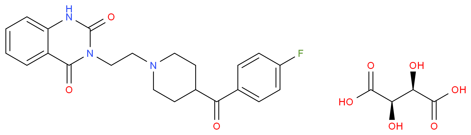 (2R,3R)-2,3-dihydroxybutanedioic acid; 3-{2-[4-(4-fluorobenzoyl)piperidin-1-yl]ethyl}-1,2,3,4-tetrahydroquinazoline-2,4-dione_分子结构_CAS_83846-83-7