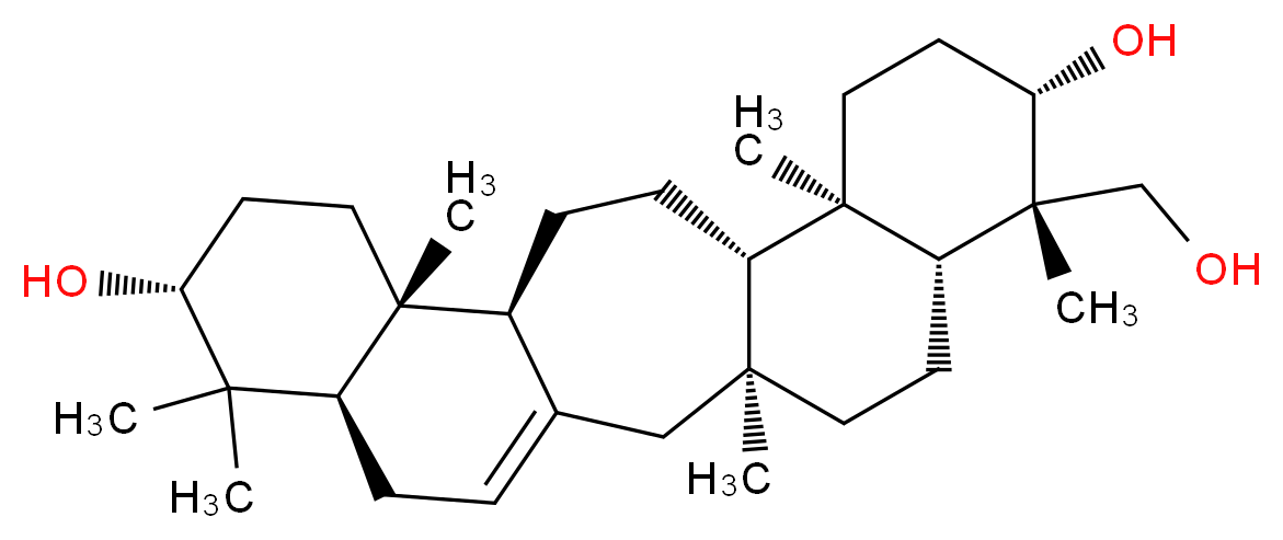 (1S,6R,8R,11R,12S,15S,16R,19S,20S,21R)-20-(hydroxymethyl)-1,7,7,11,16,20-hexamethylpentacyclo[13.8.0.0<sup>3</sup>,<sup>1</sup><sup>2</sup>.0<sup>6</sup>,<sup>1</sup><sup>1</sup>.0<sup>1</sup><sup>6</sup>,<sup>2</sup><sup>1</sup>]tricos-3-ene-8,19-diol_分子结构_CAS_24513-57-3