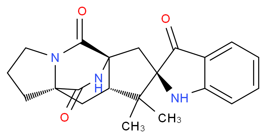 (1'R,2R,3'S,7'R)-4',4'-dimethyl-1,3-dihydro-9',14'-diazaspiro[indole-2,5'-tetracyclo[5.5.2.0<sup>1</sup>,<sup>9</sup>.0<sup>3</sup>,<sup>7</sup>]tetradecane]-3,8',13'-trione_分子结构_CAS_23402-09-7