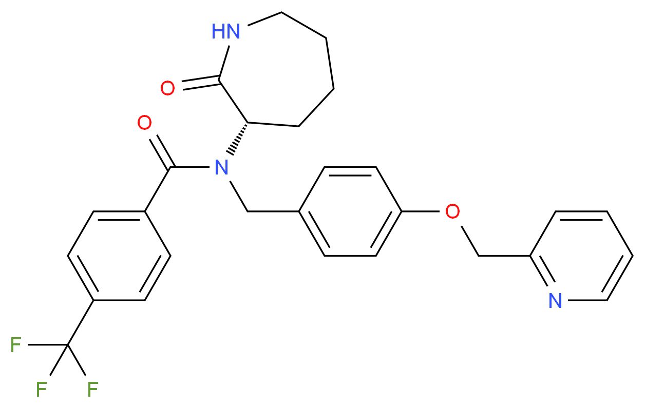 N-[(3S)-2-oxo-3-azepanyl]-N-[4-(2-pyridinylmethoxy)benzyl]-4-(trifluoromethyl)benzamide_分子结构_CAS_)