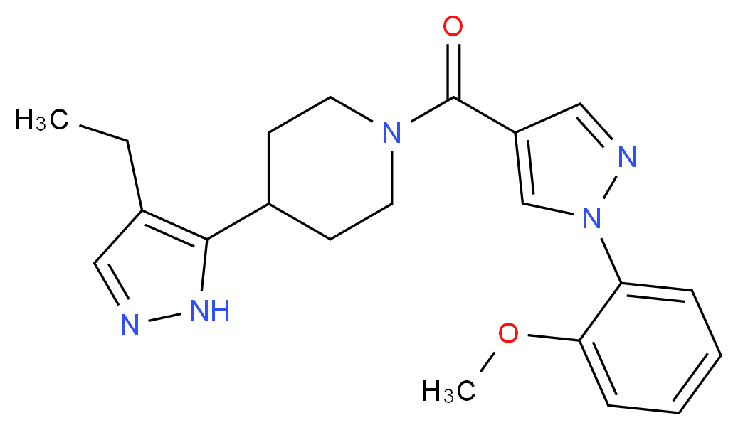 4-(4-ethyl-1H-pyrazol-5-yl)-1-{[1-(2-methoxyphenyl)-1H-pyrazol-4-yl]carbonyl}piperidine_分子结构_CAS_)