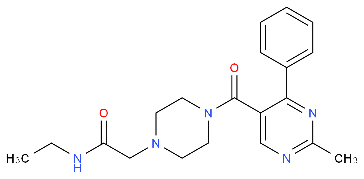 N-ethyl-2-{4-[(2-methyl-4-phenyl-5-pyrimidinyl)carbonyl]-1-piperazinyl}acetamide_分子结构_CAS_)