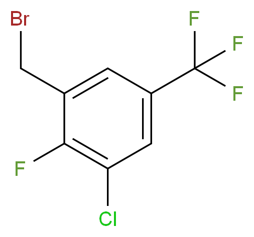 1-(bromomethyl)-3-chloro-2-fluoro-5-(trifluoromethyl)benzene_分子结构_CAS_261763-09-1