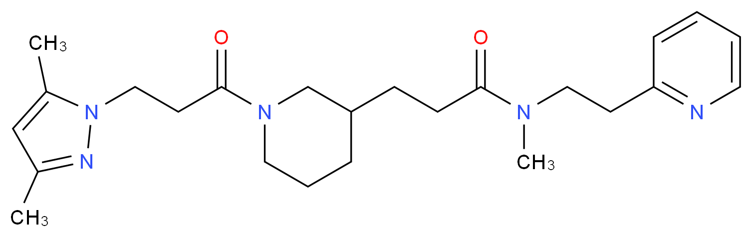 3-{1-[3-(3,5-dimethyl-1H-pyrazol-1-yl)propanoyl]-3-piperidinyl}-N-methyl-N-[2-(2-pyridinyl)ethyl]propanamide_分子结构_CAS_)