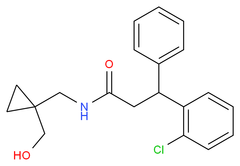 3-(2-chlorophenyl)-N-{[1-(hydroxymethyl)cyclopropyl]methyl}-3-phenylpropanamide_分子结构_CAS_)