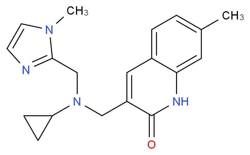 3-({cyclopropyl[(1-methyl-1H-imidazol-2-yl)methyl]amino}methyl)-7-methylquinolin-2(1H)-one_分子结构_CAS_)