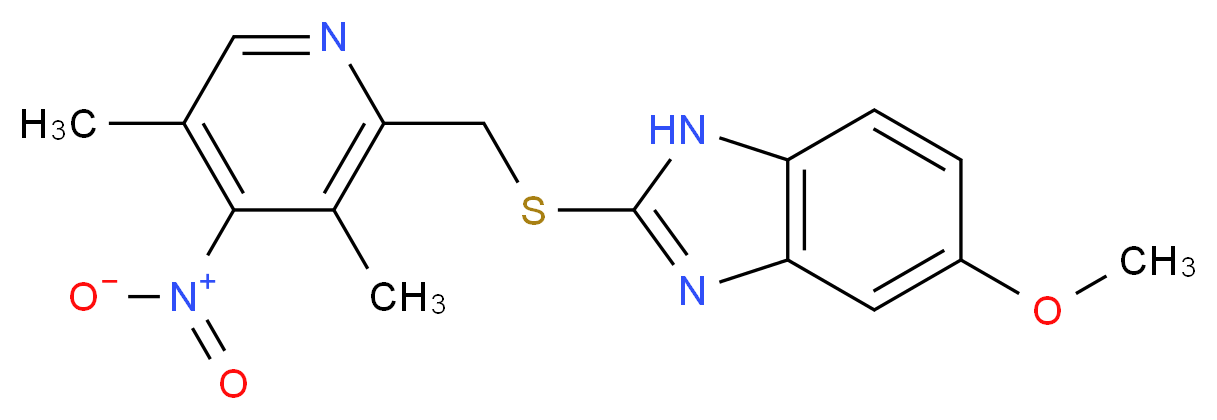 2-{[(3,5-dimethyl-4-nitropyridin-2-yl)methyl]sulfanyl}-5-methoxy-1H-1,3-benzodiazole_分子结构_CAS_142885-91-4